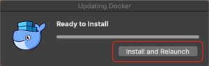 Docker　バージョンアップとエラー　ダウンロード完了