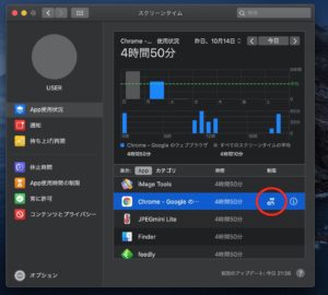 Catalinaスクリーンタイム　アイコン表示