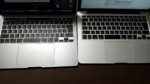 2020年モデル13インチMacBook Pro　2015年比較　キーボード