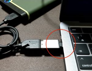 USB タイプA→タイプC変換アダプタ　接続
