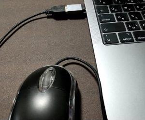 USB タイプA→タイプC変換アダプタ　マウス