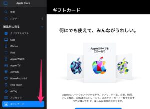 iPad Apple Storeアプリ　ギフトカード