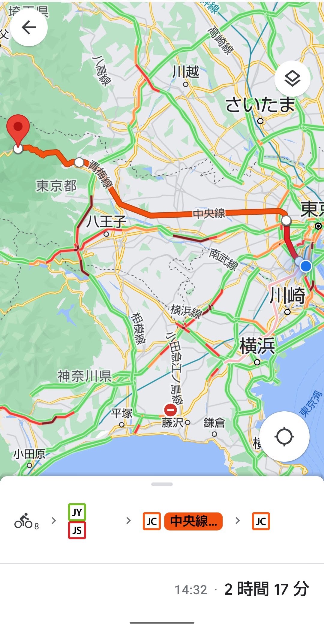 Googleマップ　交通機関ルート　詳細