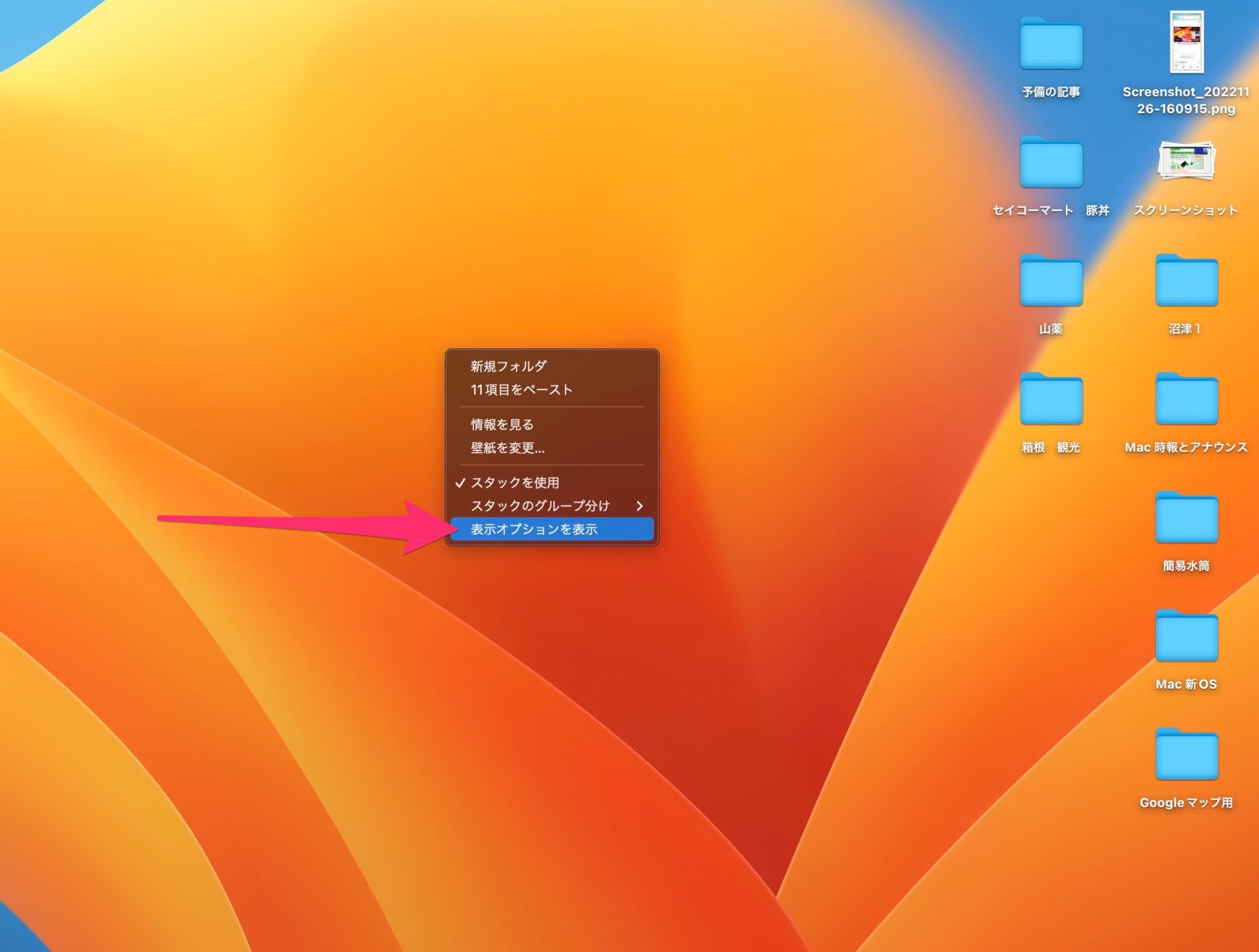 【Mac】デスクトップのアイコンの大きさ等の設定を変更してみる ハジカラ