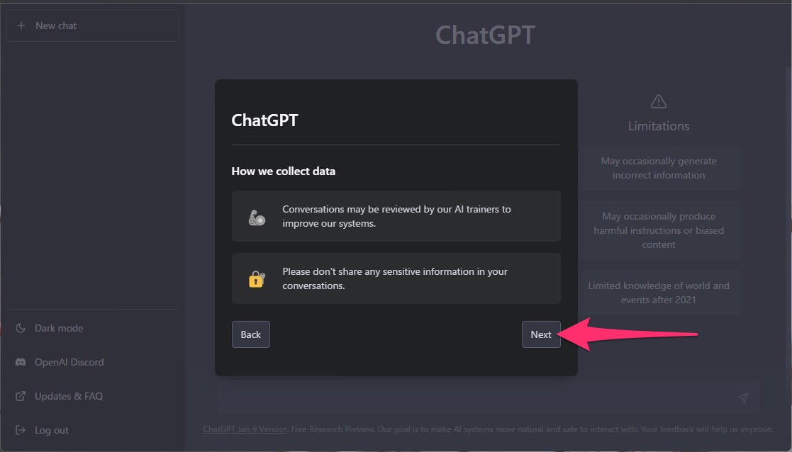 ChatGPTインストール　アカウント登録 Next2