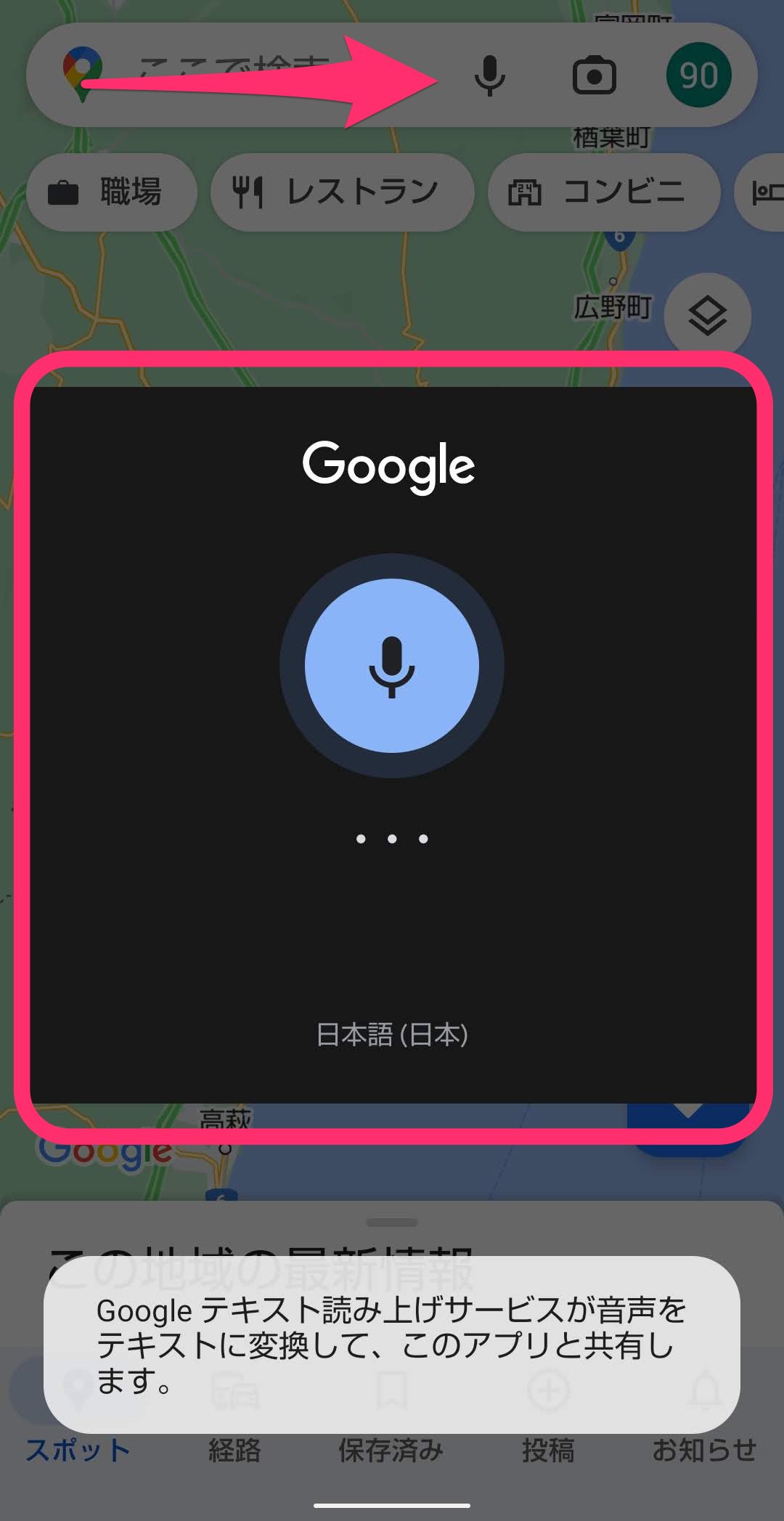 Googleマップ　イマーシブビュー　音声検索