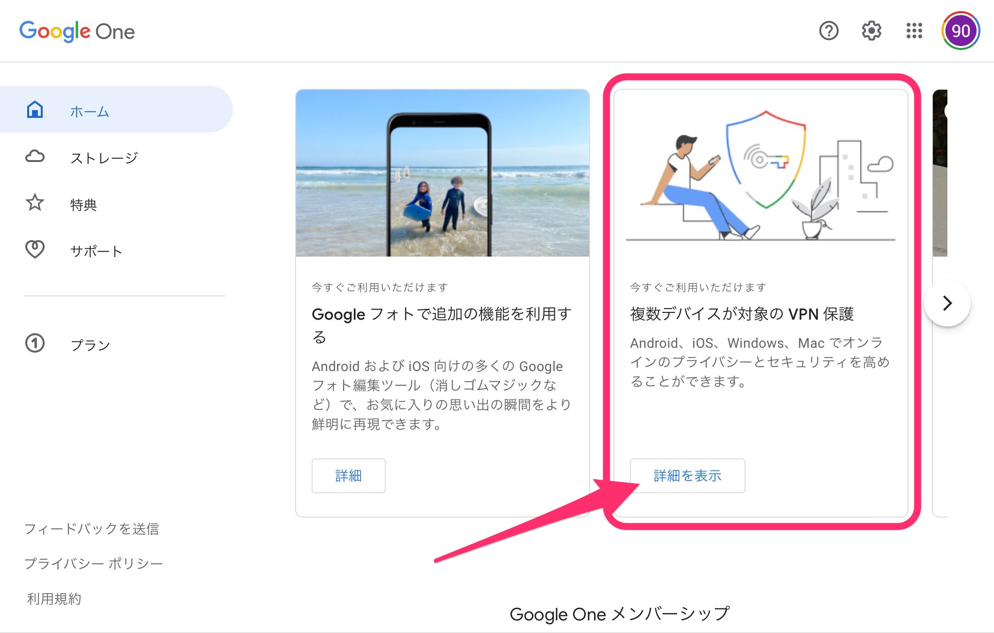 Google Oneアプリ　iPad　インストール　VPN   サイト
