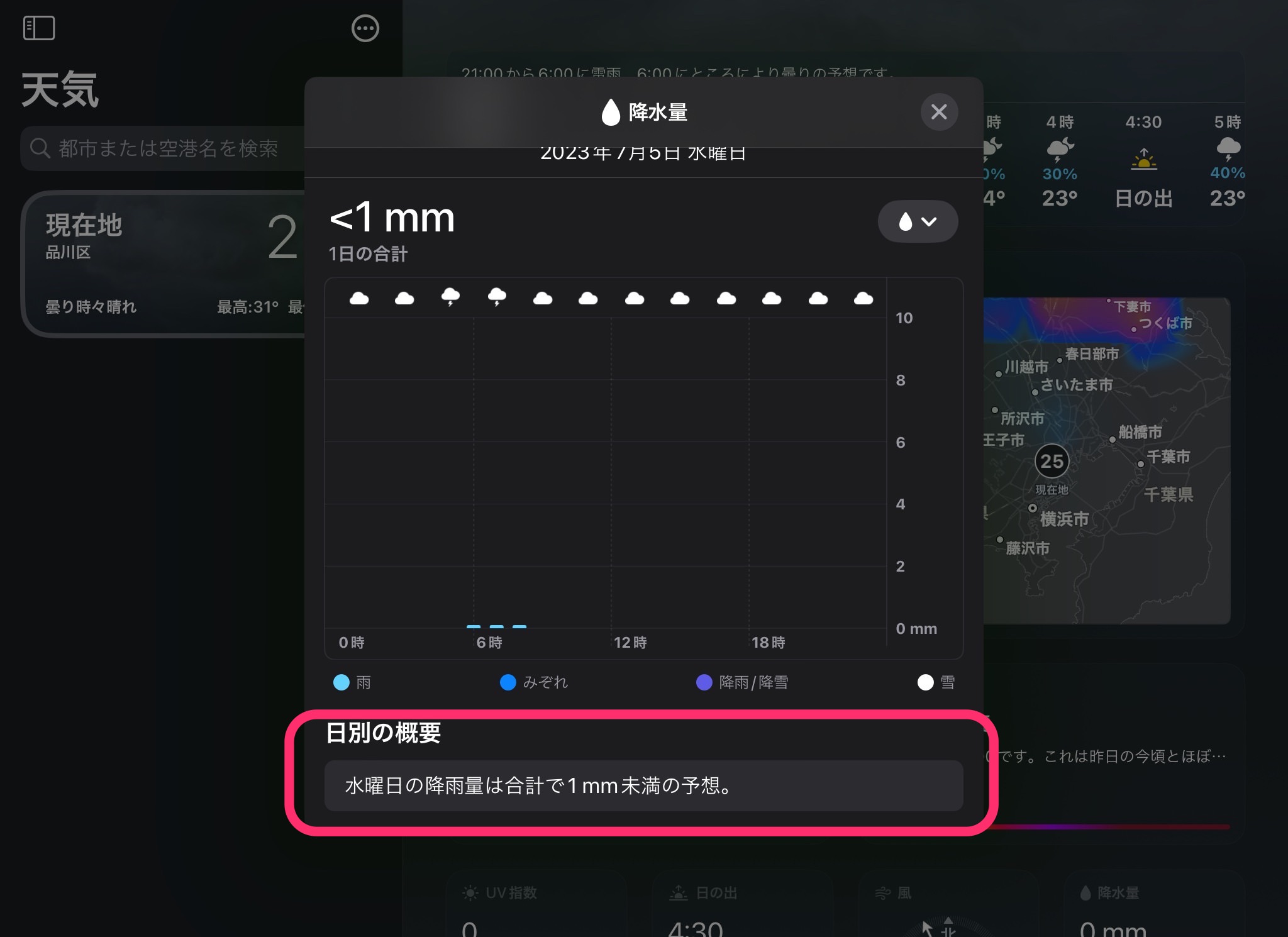 iPad　天気アプリ　10日間予報　内容