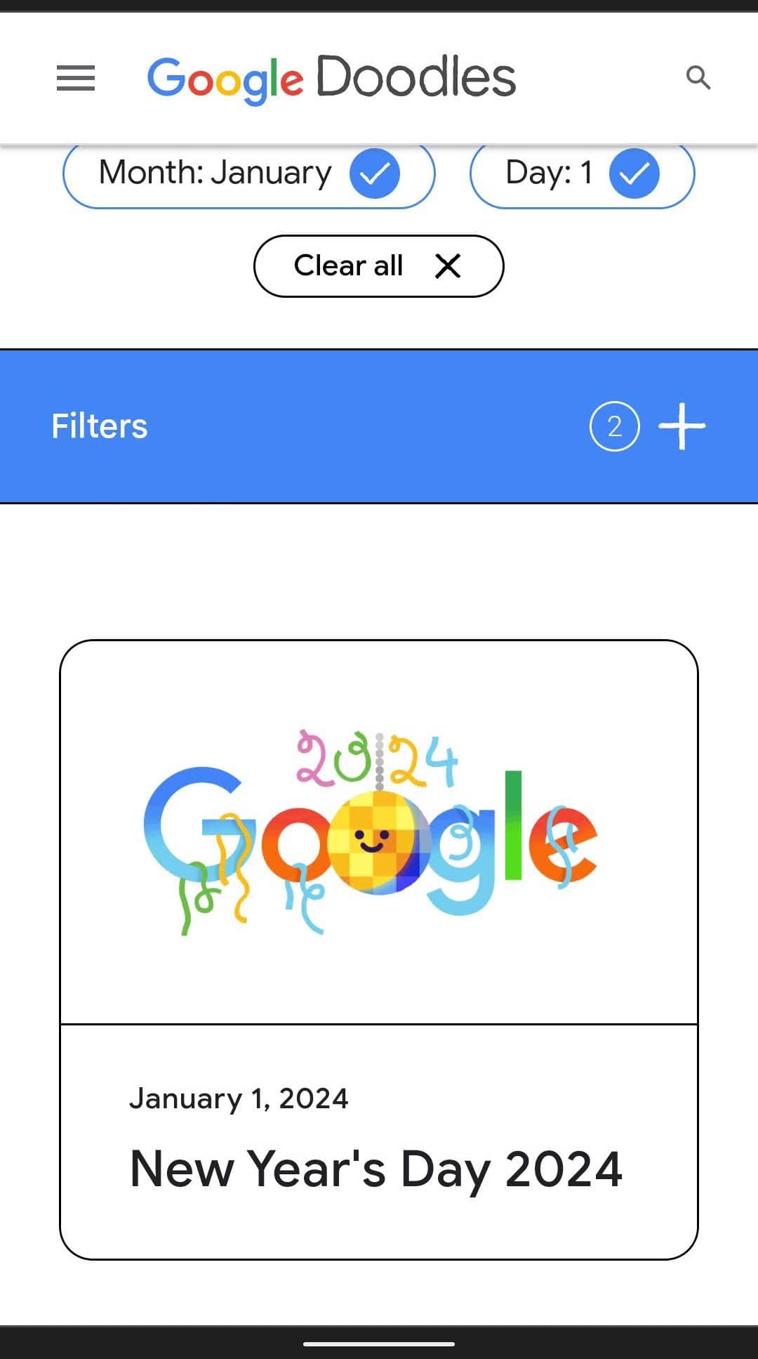 Google Doodles　元日のロゴ