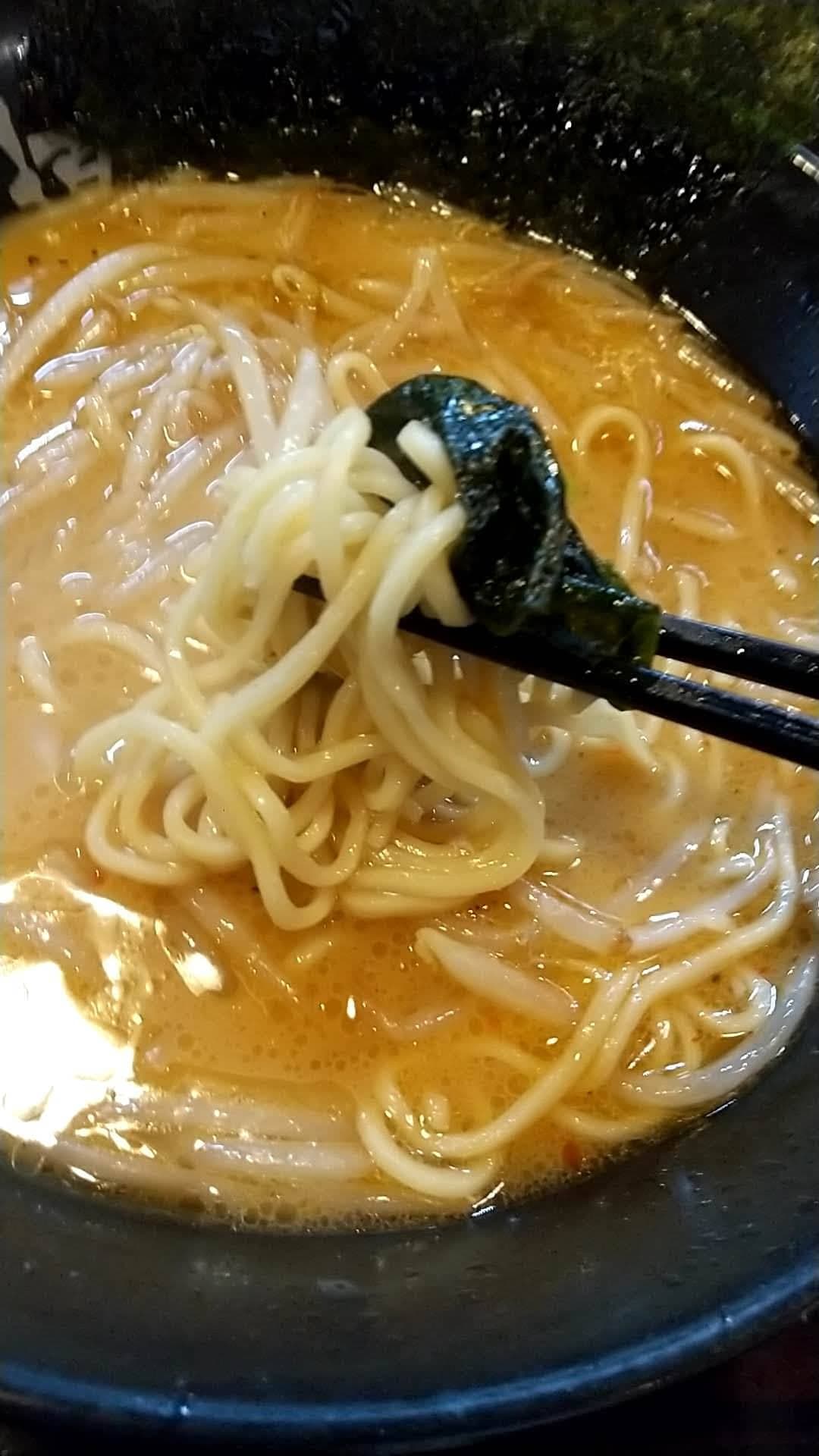 ラーメン道楽 鮫洲本店　もやしラーメン ノリと一緒に