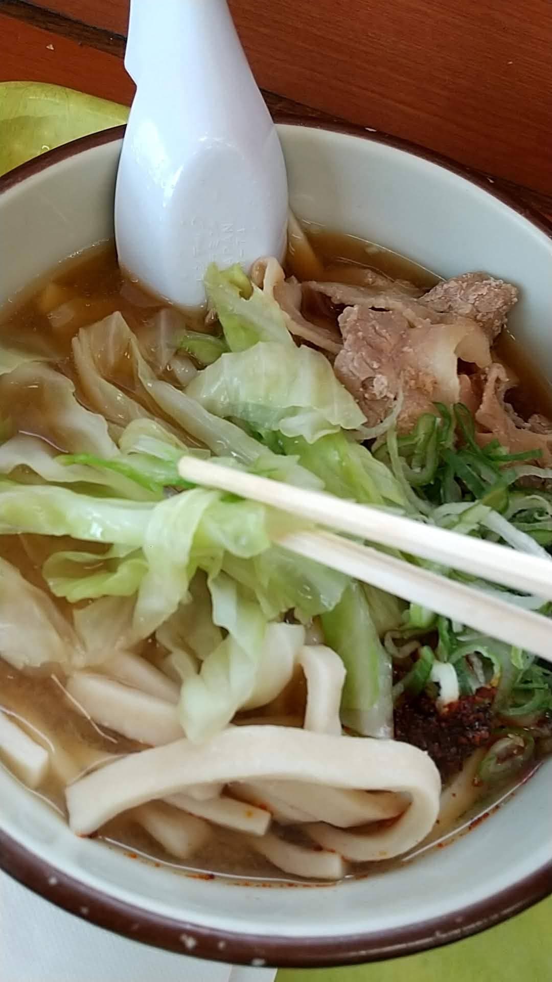 初狩パーキングエリア下り　吉田のうどん　キャベツ