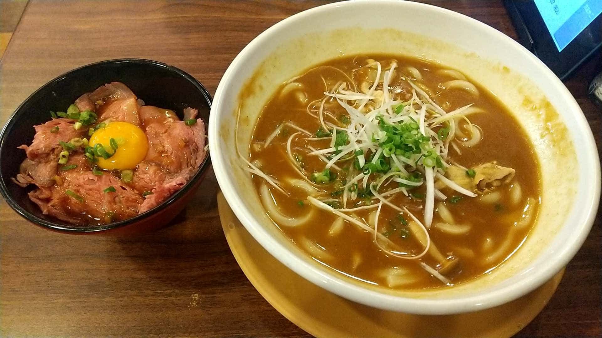 ジョナサン　カレー南蛮うどん＋ミニローストビーフご飯