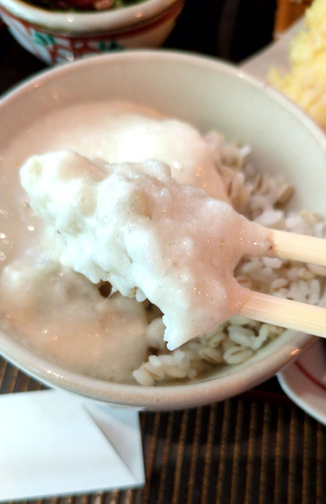滋養料理 山法師　山法師ごはん　とろろ食べる