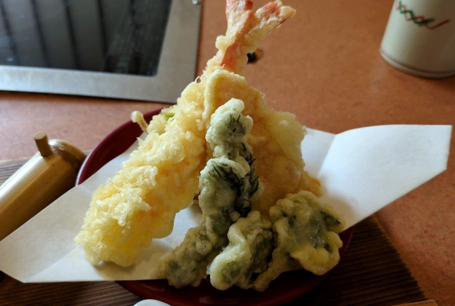 天山湯治郷　楽天　食事　うどん　天ぷら