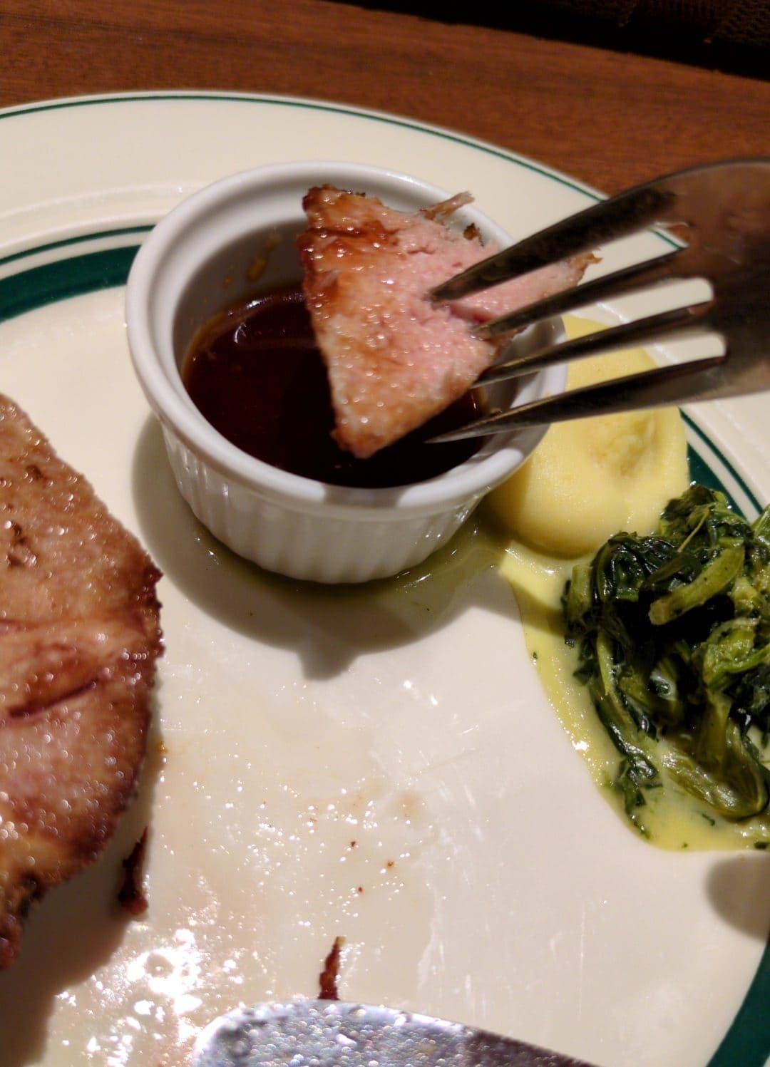 マロリーポークステーキ　日和山　ライススープセット　食べる１