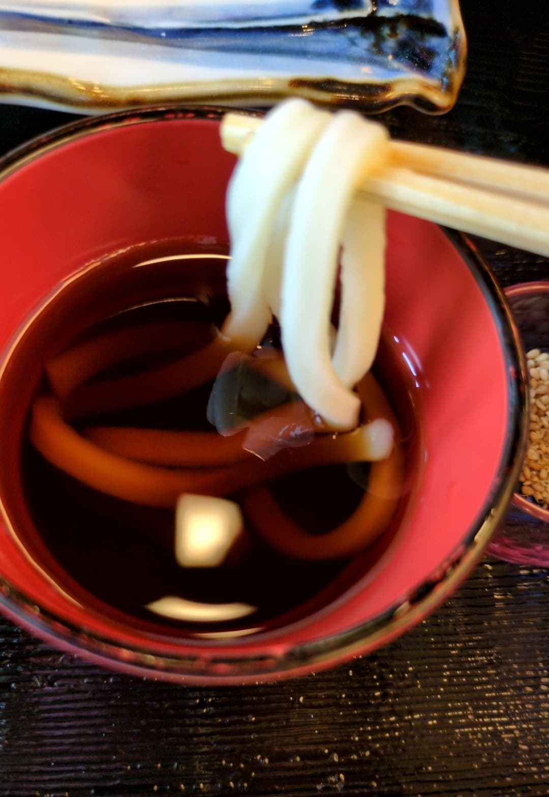 箱根　龍宮殿本館　釜揚げうどん食べる１