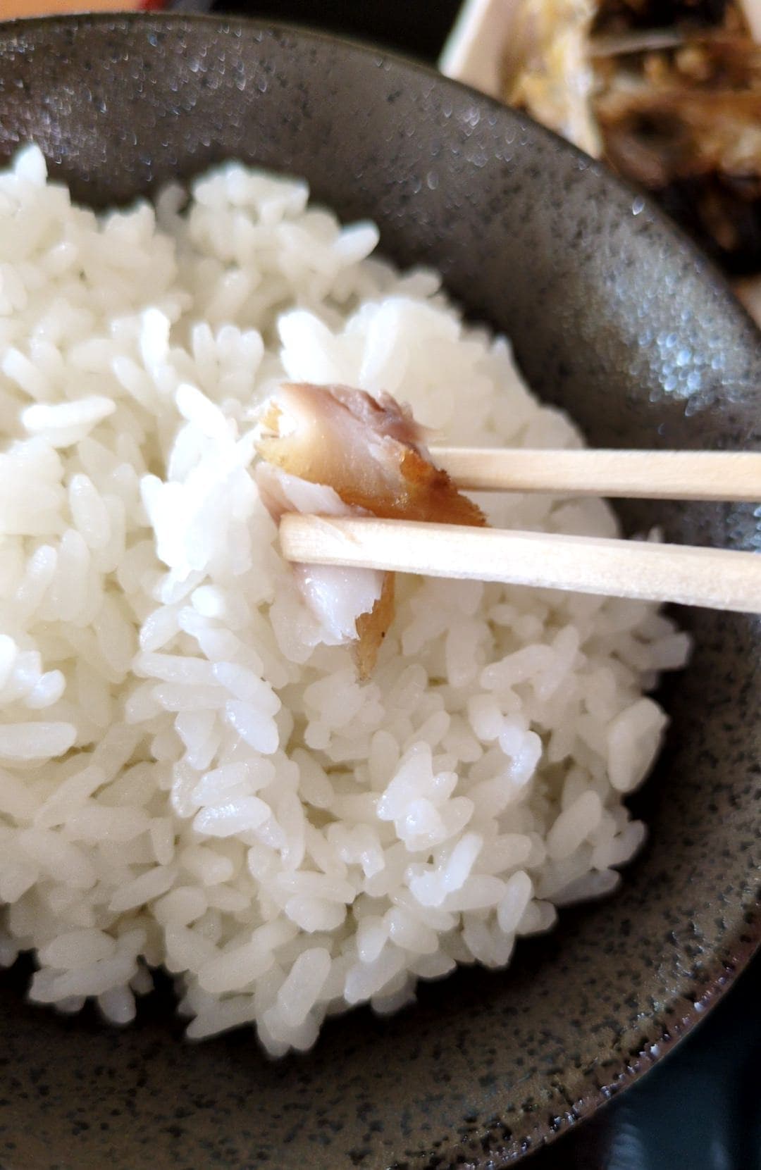 道の駅マリンタウン　マリーナ展望レストラン　朝食　大アジ干物定食　ご飯と