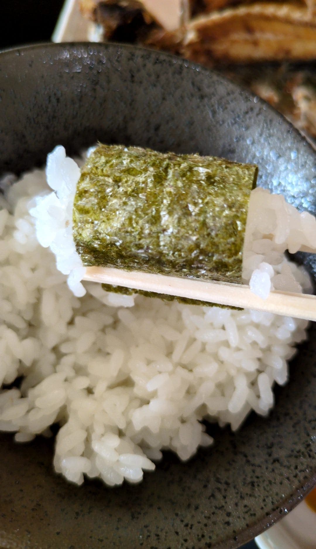 道の駅マリンタウン　マリーナ展望レストラン　朝食　大アジ干物定食　味付けのりと