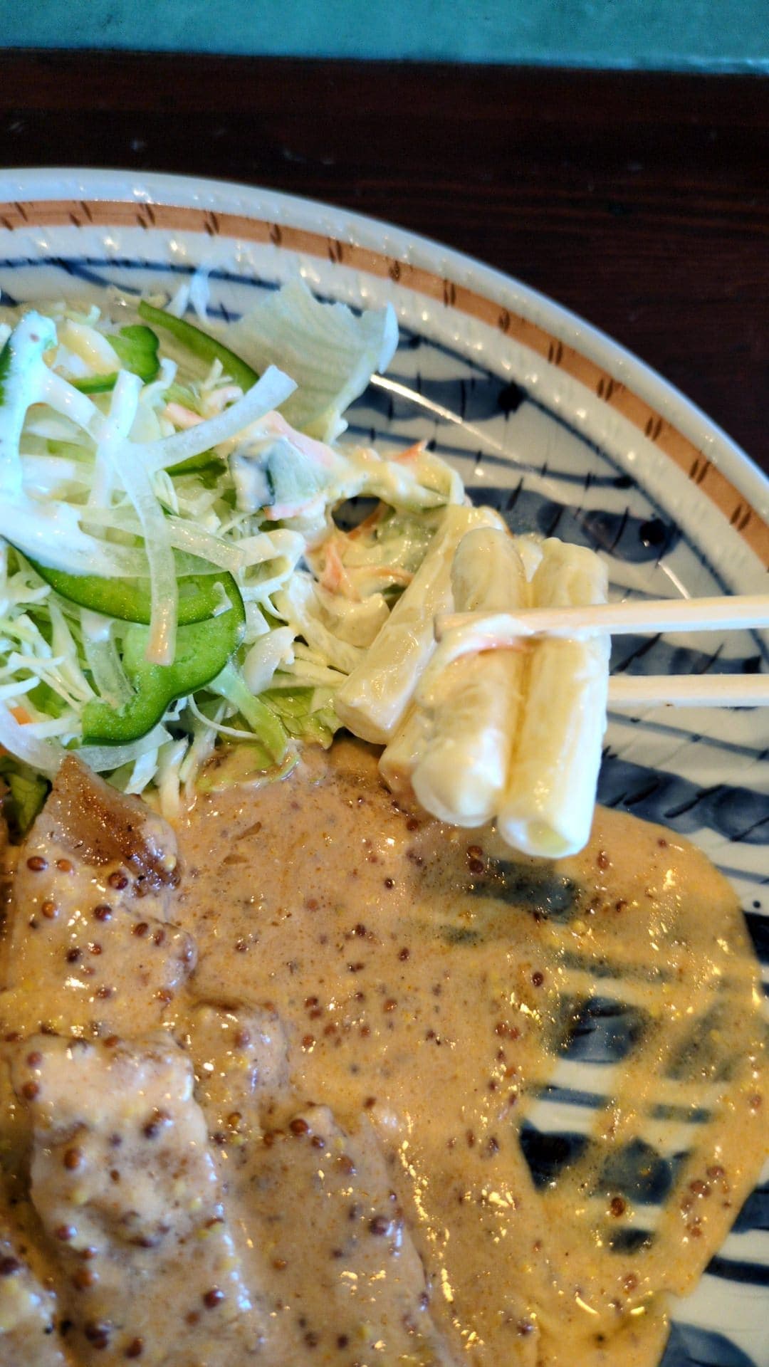 喫茶モーニング　ポークソテー定食　マカロニ