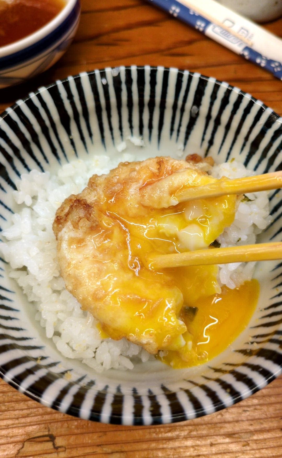 天ぷら すずき　すずき定食　卵とご飯