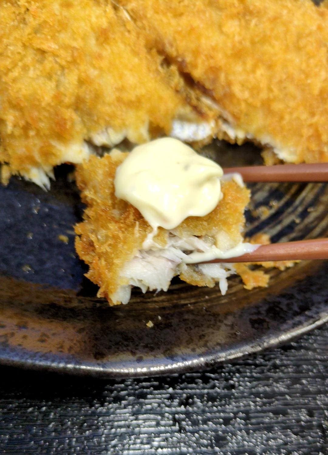 道の駅 ちくら潮風王国 せん政水産 てっぱつあじのフライとなめろう定食 食べる4