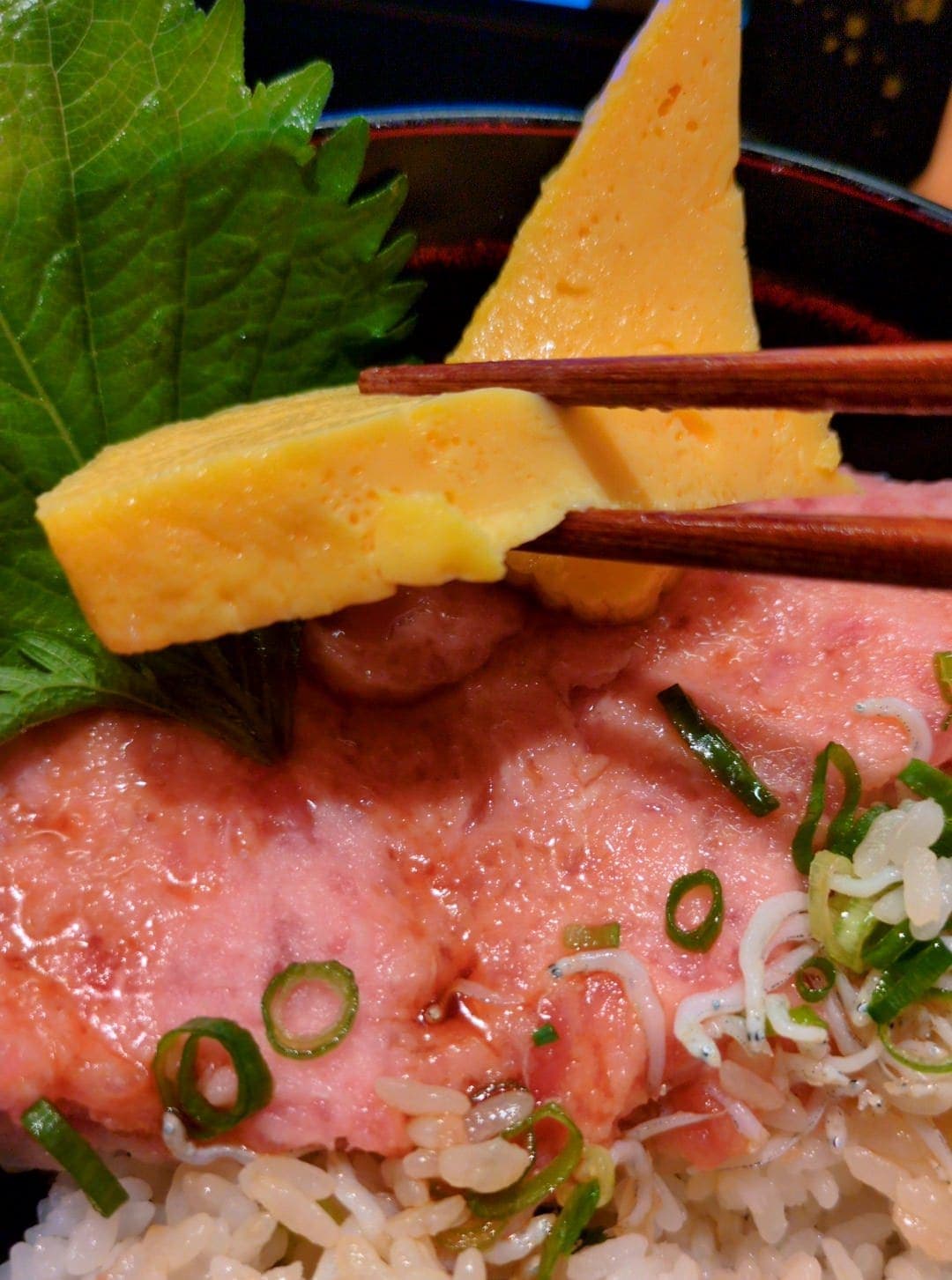 銚子丸　ねぎとろしらす丼　食べる４