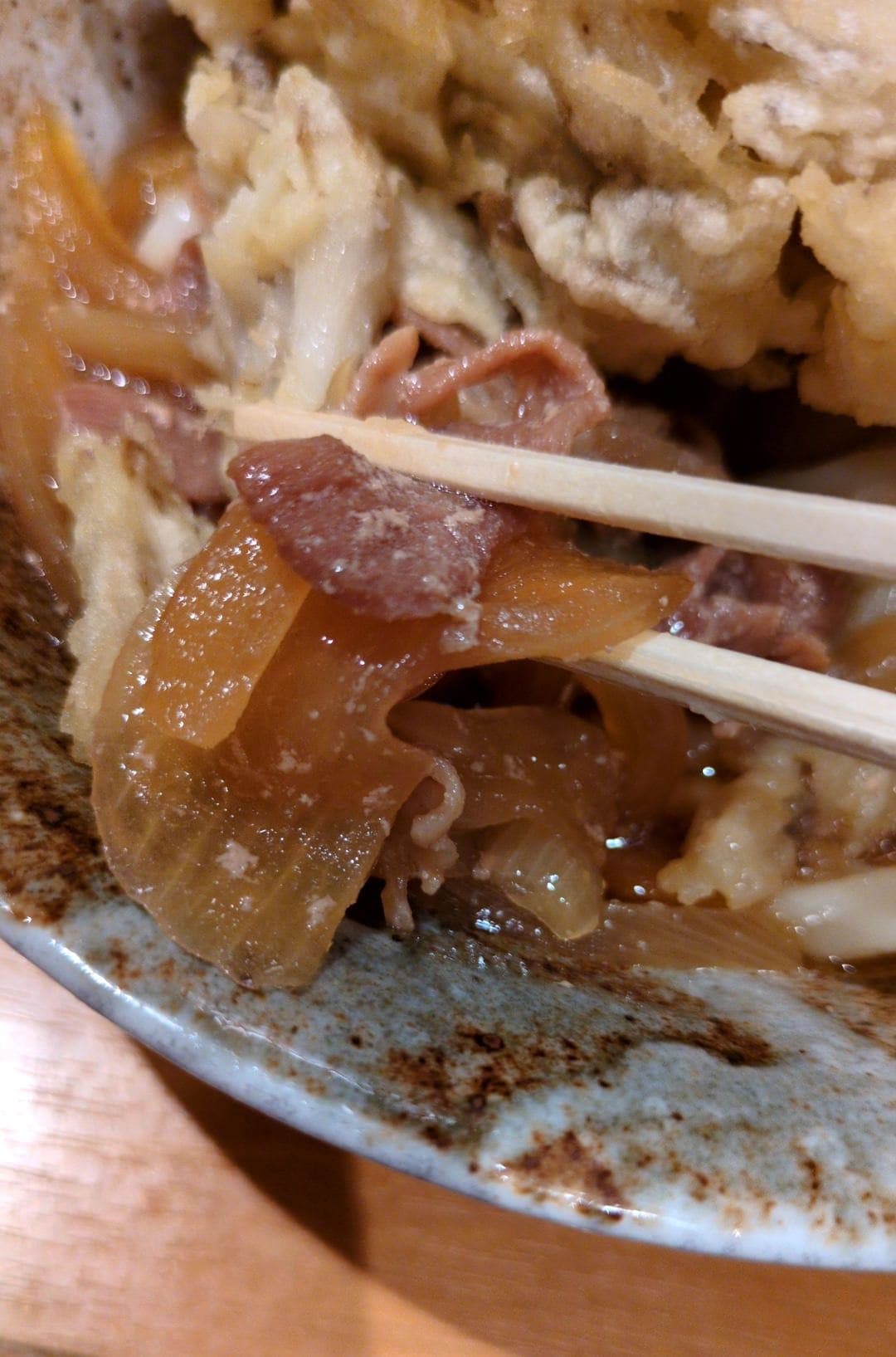ふたば製麺アトレ川崎　肉盛りごぼうかき揚げうどん　食べる３