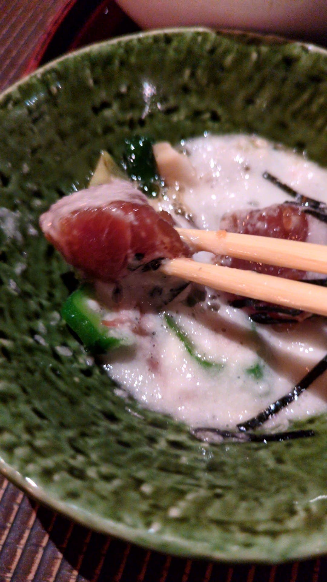箱根の温泉「天山湯治郷」　麦とろごはん　食べる２